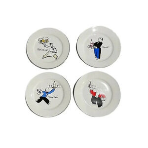 SET (4) Rosanna Italian Waiter Salad Plates Appetizer Salute Cheers 8” Sante